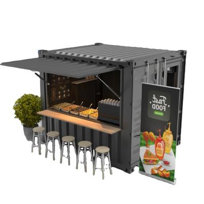 China Modern 10ft Container cafe home Coffee Shop Restaurant fast food hospital prefabricated house kiosk Movable House 3D Design for sale