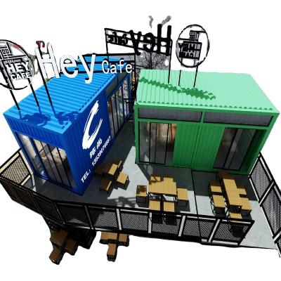 China Modern Container cafe home Coffee Shop Restaurant fast food hospital prefabricated house kiosk Movable House 3D Design for sale