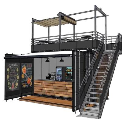 China Modern Container cafe home Coffee Shop Restaurant fast food hospital prefabricated house kiosk Movable House 3D Design for sale