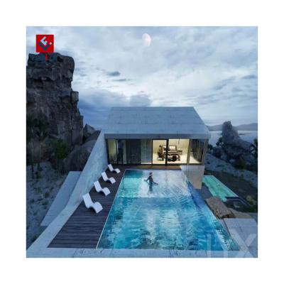China Modern Prefab Fiberglass Easy Assembly Glass Container Swimming Pool Shipping Container Swimming Pool for sale