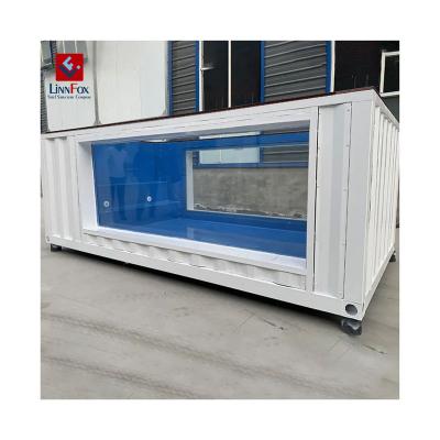 China Modern Container Swimming Pool Prefab Easy Assembly Glass Fiberglass Shipping Container Swimming Pool for sale