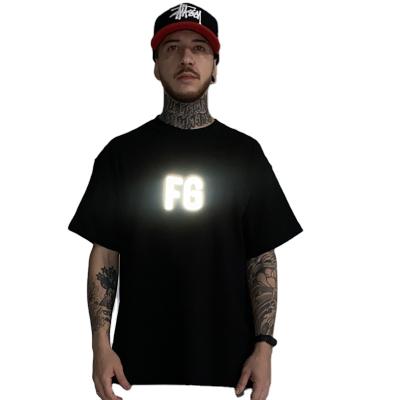 China 210GSM Fashionable High Quality Viable Hip Hop Fashion Summer Big Words Print Short Sleeves Crew Neckreflect Light T-Shirt For Men for sale