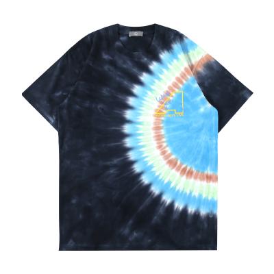 China Viable Factory Wholesales Loose Hip Hop Brand Men's 210GSM Cotton T-shirt Round Collar Short Sleeve Tie Dye T Shirt For Man for sale