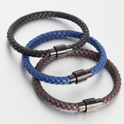 China FASHIONABLE Classic Simple Men's Loose Woven Genuine Leather Bracelet for Men and Women Blue Black Brown Bracelet for sale
