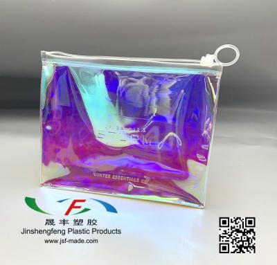 China Holographic PVC Plastic Stand Up Zipper Bag Holo Style PVC Zipper Cosmetic Bag for sale