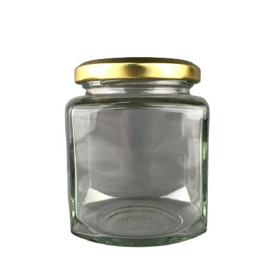 China 270ml Food Canned Hexagon Glass Jar for sale
