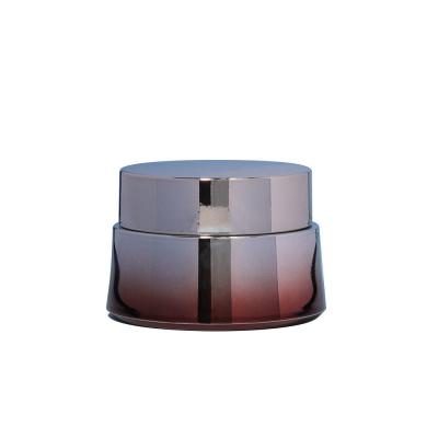 China Recipiente de creme corporal para cuidados com a pele de luxo Embalagem 50ml ABS Cap Acrílico frasco de plástico com pintura UV dourada brilhante e tampa de metal à venda