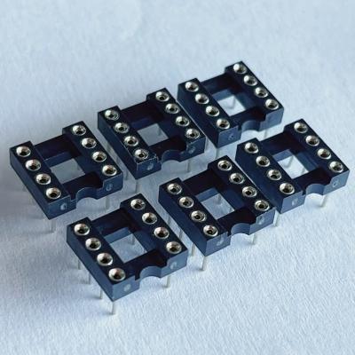 China 2.54mm 8 Pin IC Socket Connector Female Straight Pin Header PBT Insulation Material Black for sale