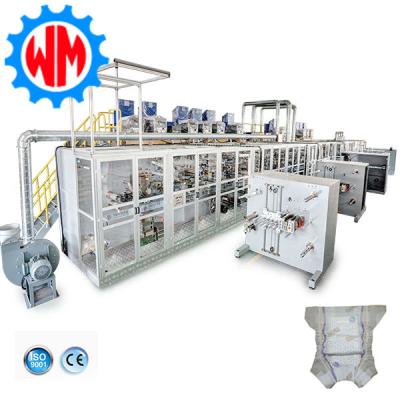 China High Speed Full Servo Baby Diaper Making Machinery PLC Control with Packaging System for sale