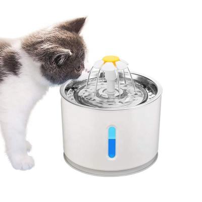 China Automatic USB Operated Round Shape Pet Cat Water Dispenser Drinking Fountain With LED Light for sale