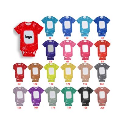 China Wholesale Custom Polyester Logo Printing Plain High Quality 100% Sublimation Bleached Baby Romper Polyester Cotton Feel Onesie for sale