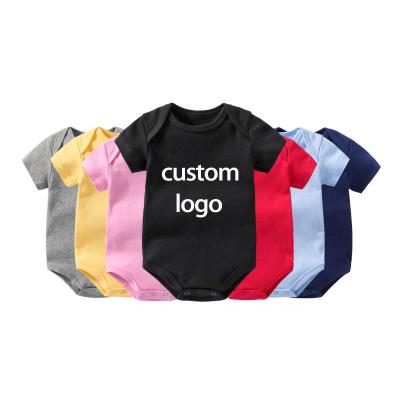 China Polyester Customization Wholesales Blank Solid Color Baby Onesie 100% Cotton Baby Boy Clothes Newborn Baby Rompers for sale