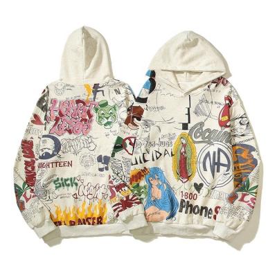 China Breathable Customized Drop Shoulders Pullover Hoodies Digital printing Heavyweight All Over Print French Terry Hoodies For Unisex for sale
