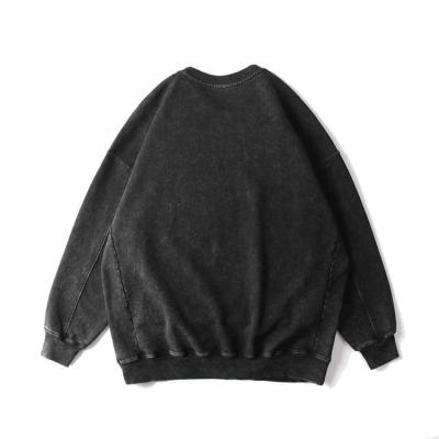China Breathable Custom Oversize O Neck Casual Acid Wash Heavyweight Cotton French Terry Stone Wash Long Sleeve Men Hoodie for sale