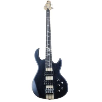 China Weifang rebon 5 string mahogany neck through body electric bass guitar in black satin finish color for sale