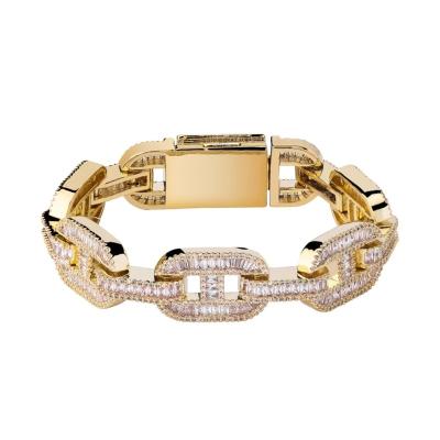China HIP HOP 14k Gold Iced Out Hip Hop Bracelet Icy Wand Bracelet For Men for sale