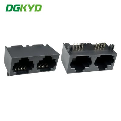 中国 RJ45 ネットワーク ポート コネクタ デュアル ポート ソケット 完全にプラスチック製、ライトなし DGKYD561288IWA3DY1027 販売のため