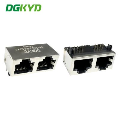 中国 8P8Cデュアル ポートDGKYD561288GWA3DY1027を保護する軽いストリップのないRJ45ネットワーク ポートのコネクター 販売のため