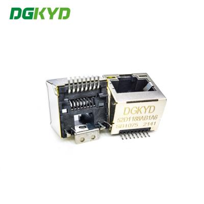 China Conector LCP 1X1 8P8C G/FU Smt del puerto de red de DGKYD52D1188AB1A6SB1075 RJ45 con la luz en venta