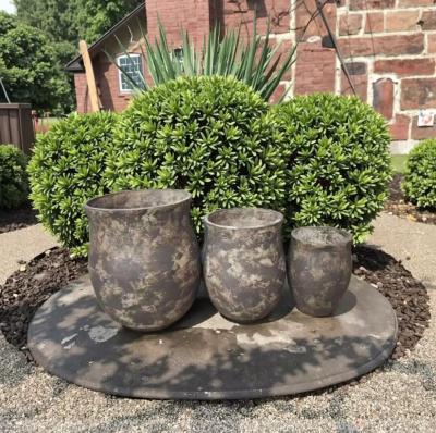 China Vintage ronde kleivezel bloempotten - met de hand gemaakt, verouderd voor tuin- en terrasversiering Te koop