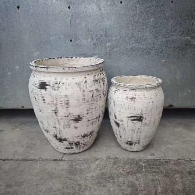 China Fabrieksbenodigdheden Minimalistische vintage klei bloempotten Outdoor planten decor voor huis Tuin vezel materiaal Te koop