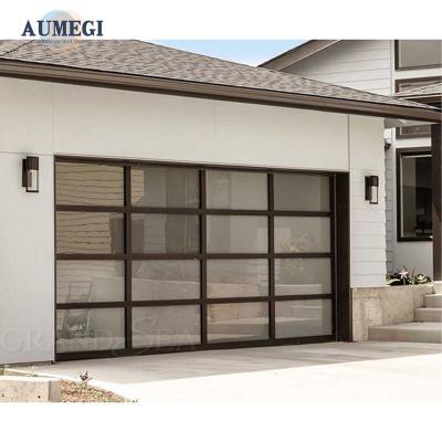 China Waterproof Aumegi Double Glazing Bullet Proof Garage Door Insulated Garage Doors Panels Cheap Garage Doors for sale