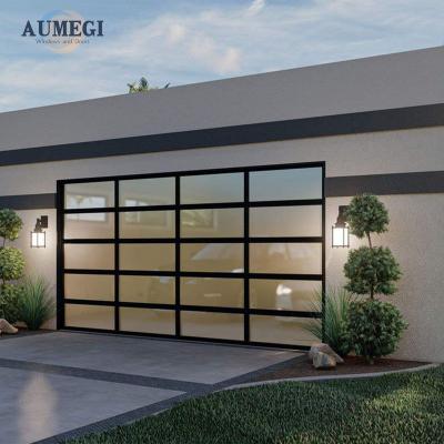 China Waterproof Aumegi Main Door Designs Mirror Glass Garage Door High Quality Garage Door Glass Aluminum for sale
