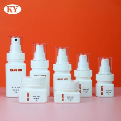 China Personal Skin Care Packaging Factory direct selling white square pet lotion bottle PET plastic pump bottle stock solution bottle medical beauty cosmetics for sale