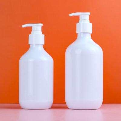 China Personal Skin Care Packaging 250ml PET white plastic Lotion Shampoo empty Bottles body wash lotion shower gel press bottle for cosmetics packing for sale