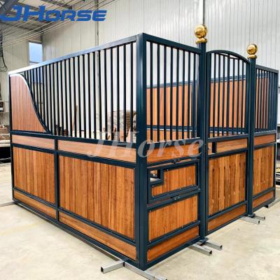 China Luxury Permanent Metal Steel Frame Bamboo Board Horse Stable Box Horse Stall Front with socializing Windows for sale