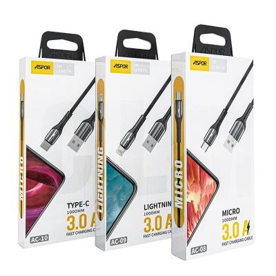 China Fast Charging Speed 3A Fast Micro LED /Nylon Cable Data Cable Zine-Alloy Case, 1.0m Length for sale
