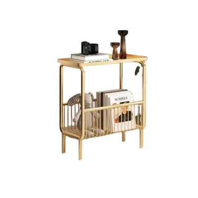 China Easy to compile new creative nordic modern furniture rectangle modern sofa side table living room metal gold coffee table for sale