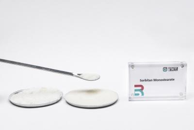 China Sorbitan Monostearate or Sorbide Stearate C24H46O6. HLB value 4.7 light yellow granular solid stabilizer lubricant softener for sale