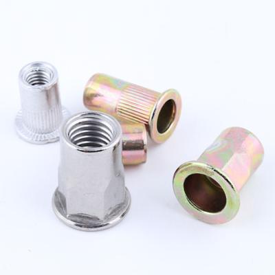 China Heavy Industry Pull Rivet Nuts Flat Head Knurled Body Nut Riveted Nuts for sale