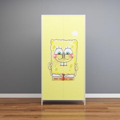 China (Other) Modern Customized Adjustable 2 Door Wardrobe Printing Cardboard Metal Clothes Wardrobe For Bedroom for sale