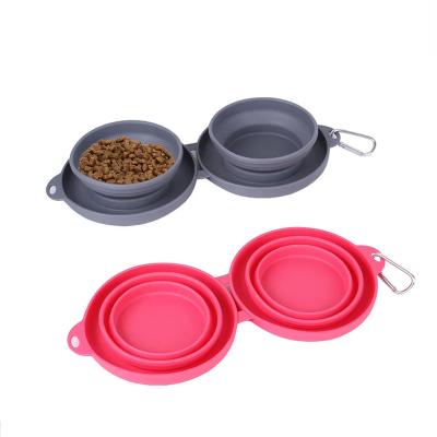 China High Quality Viable Portable Collapsible Dog Bowl Portable Dog Bowl Dual Band Collapsible Pet Bowl for sale