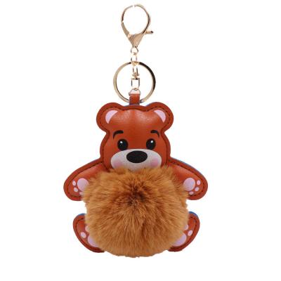 China Wholesale Cheap Fashion Small Plush Bear Keychains Modern Animal Key Chains Accessories For Women for sale