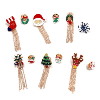 China Wholesale Colorful Santa Claus Brooch For Christmas Gift Enamel Christmas Brooch Tree Brooches New Holiday Party Holiday Jewelry for sale