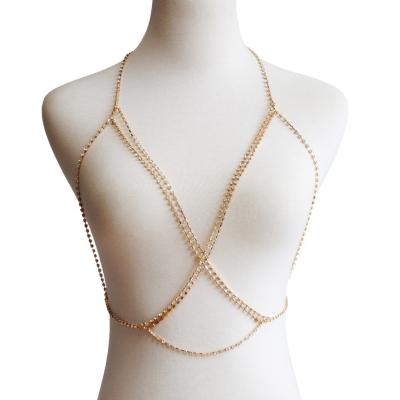 China FASHIONABLE Bohemia Hot Tassel Chain Bra Bikini Sale Beach Belly Waist Multilayer Body Chains Rhinestone Body Chains Lingerie for sale