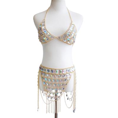 China Bohemia TRENDY Tassel Chain Bra Belly Chain Bikini Fashion Beach Belly Waist Body Chain Multilayer Acrylic Body Chains Lingerie for sale