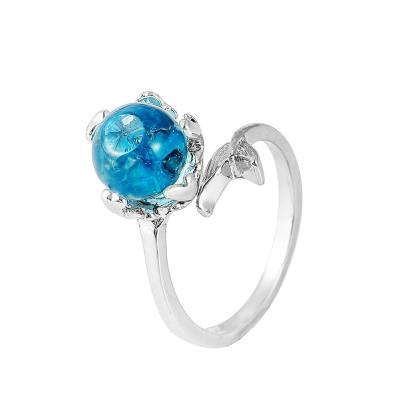 China 2021 TRENDY Eternal Blue Rings Crystal Ring Size Wedding Silver Brand Fashion Exquisite Jewelry For Women Girls for sale