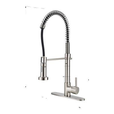 China Thermostatic Faucets Pull Out Kitchen Faucet Brass Cartridge Neck Long Single Handle Pull Down Black Kitchen Sink Faucet With Sprayer, for sale