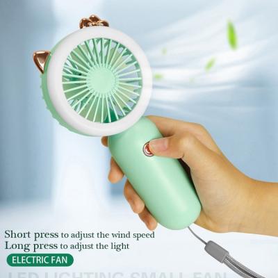 China Night Light Rechargeable Mini Portable Fan USB Led Cooling Fan Three Handheld Speed Adjust Ventilador for sale