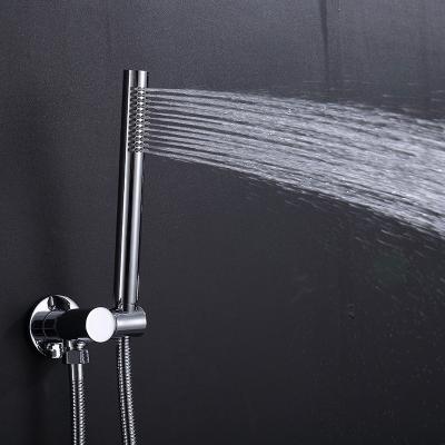 China No Diverter Vegeshi Hand Held High Pressure Brass Shower Head For Bathroom Chrome Matte Black Rose Gold Rain Round Shower Set for sale