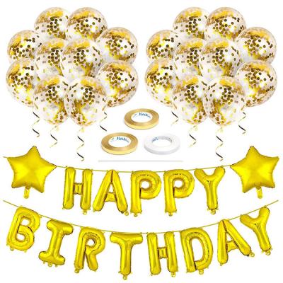 China Latex L Happy Birthday Banner Rose Gold Party Decorations Latex Foil Confetti Balloons Set Happy Birthday Wedding Balloons for sale