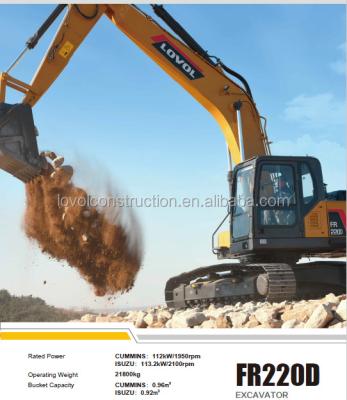 China Building Material Shops Excavator Machine 22 Ton Full Hydraulic Excavator With Quick Hitch For Mining Dumpster Mining China LOVOL FR220D2 Price For Sale for sale