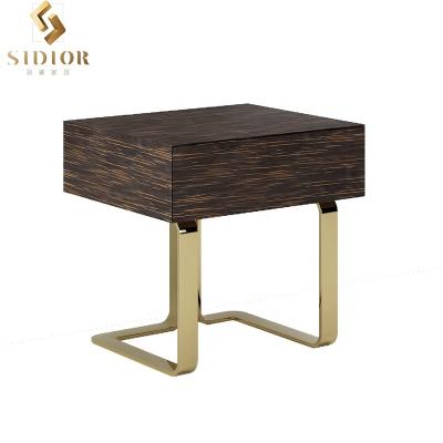 China Best price top quality modern luxury plywood with piano paint high embony glossy bedside table bedroom for sale
