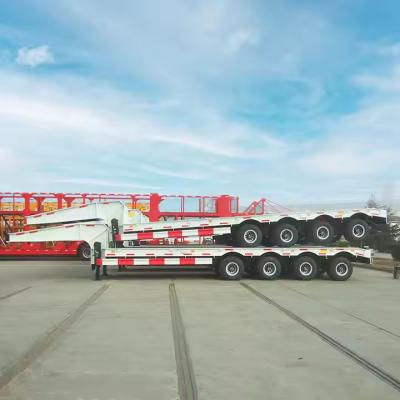 China CIMC 4 Lines 8 Axles 110 Ton Adjusted Height With Container Locks Extendable Low Bed Trailer for sale