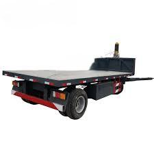 China Farm 2-Axles Flat Platform Flatbed Drawbar Full Trailer With Ladder for sale