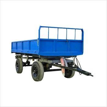 China Farm 2-Axles Flat Platform flatbed side wall Drawbar Full Trailer With Ladder for sale